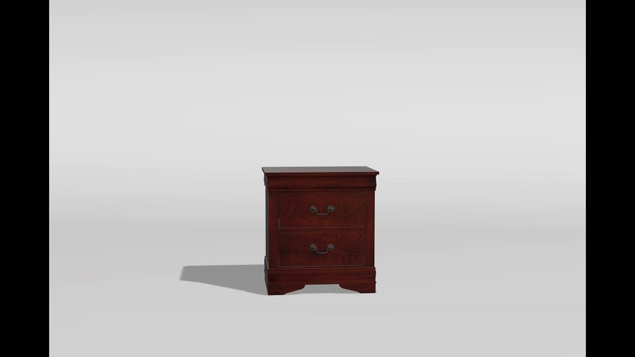 1pc Nightstand Cherry Finish Louis Philippe Solid wood English Dovetail Construction Antique Nickle Hanging Pulls image 4