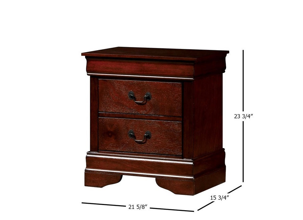 1pc Nightstand Cherry Finish Louis Philippe Solid wood English Dovetail Construction Antique Nickle Hanging Pulls image 5