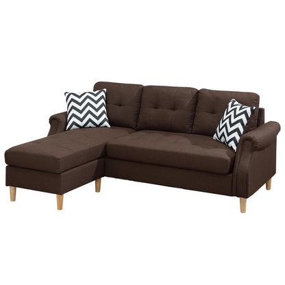 Living Room Corner Sectional Dark Coffee Polyfiber Chaise sofa Reversible Sectional image 11