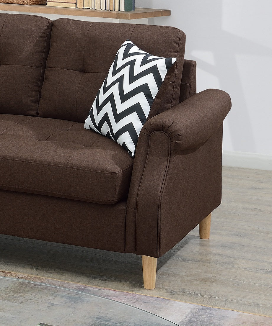 Living Room Corner Sectional Dark Coffee Polyfiber Chaise sofa Reversible Sectional image 5