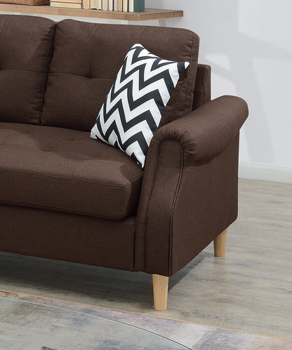 Living Room Corner Sectional Dark Coffee Polyfiber Chaise sofa Reversible Sectional image 5