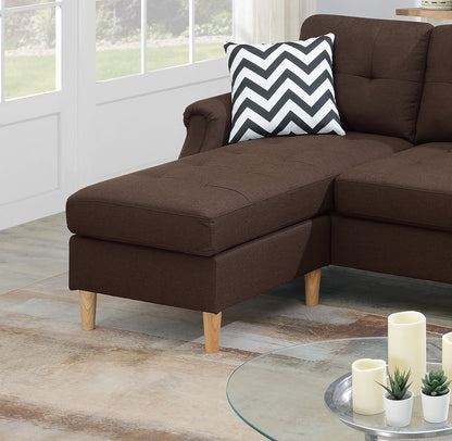 Living Room Corner Sectional Dark Coffee Polyfiber Chaise sofa Reversible Sectional image 6