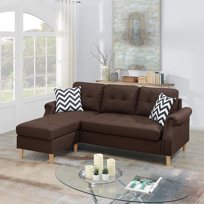 Living Room Corner Sectional Dark Coffee Polyfiber Chaise sofa Reversible Sectional image 2