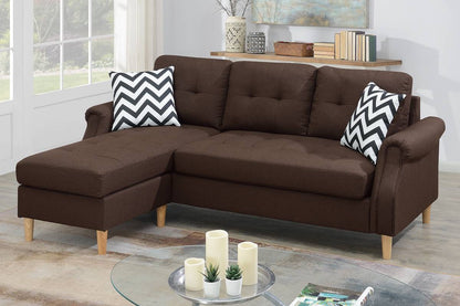 Living Room Corner Sectional Dark Coffee Polyfiber Chaise sofa Reversible Sectional image 7