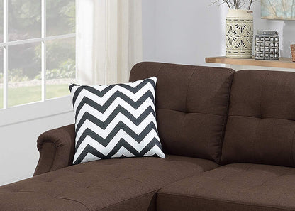 Living Room Corner Sectional Dark Coffee Polyfiber Chaise sofa Reversible Sectional image 3