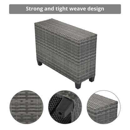 <Old SKU: FG201215AAE> 8-pieces Outdoor Wicker Round Sofa Set, Half-Moon Sectional Sets All Weather, Curved Sofa Set With Rectangular Coffee Table, PE Rattan, Movable Cushion, Gray image 5