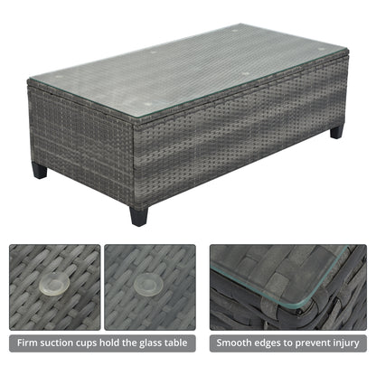 <Old SKU: FG201215AAA> 8-pieces Outdoor Wicker Round Sofa Set, Half-Moon Sectional Sets All Weather, Curved Sofa Set With Rectangular Coffee Table, PE Rattan, Movable Cushion, Beige image 6