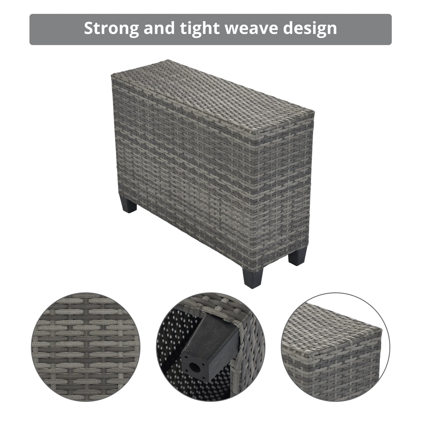 <Old SKU: FG201215AAA> 8-pieces Outdoor Wicker Round Sofa Set, Half-Moon Sectional Sets All Weather, Curved Sofa Set With Rectangular Coffee Table, PE Rattan, Movable Cushion, Beige image 7
