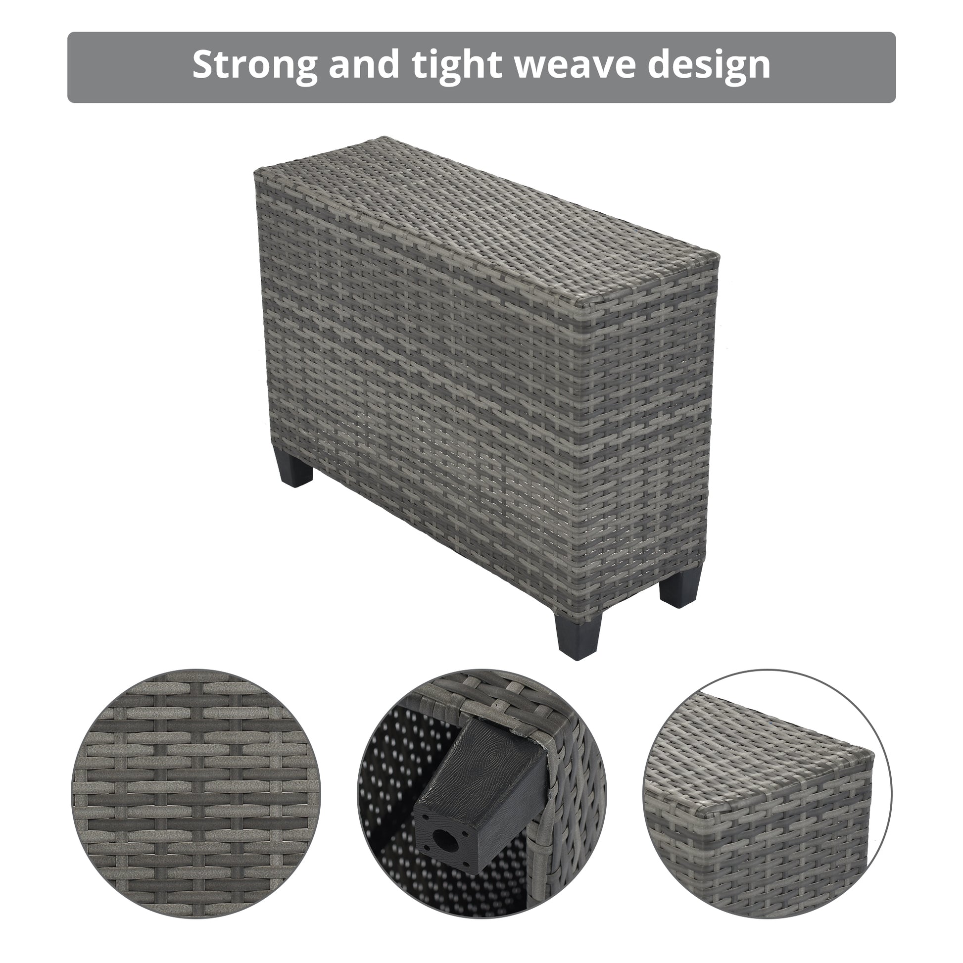<Old SKU: FG201215AAA> 8-pieces Outdoor Wicker Round Sofa Set, Half-Moon Sectional Sets All Weather, Curved Sofa Set With Rectangular Coffee Table, PE Rattan, Movable Cushion, Beige image 7