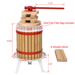 Fruit Wine Press - 3.17 Gallon/12L for High Juice Yield