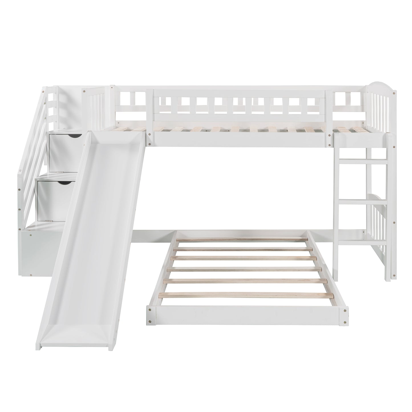 Stairway Twin over Twin Bunk Bed with Two Drawers and Slide, White(OLD SKU:LT100156AAK-1) image 9