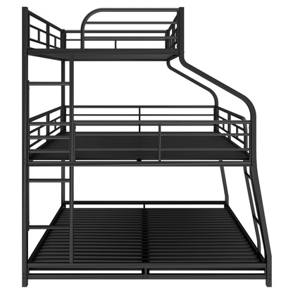 Twin XL/Full XL/Queen Triple Bunk Bed with Long and Short Ladder and Full-Length Guardrails,Black image 8