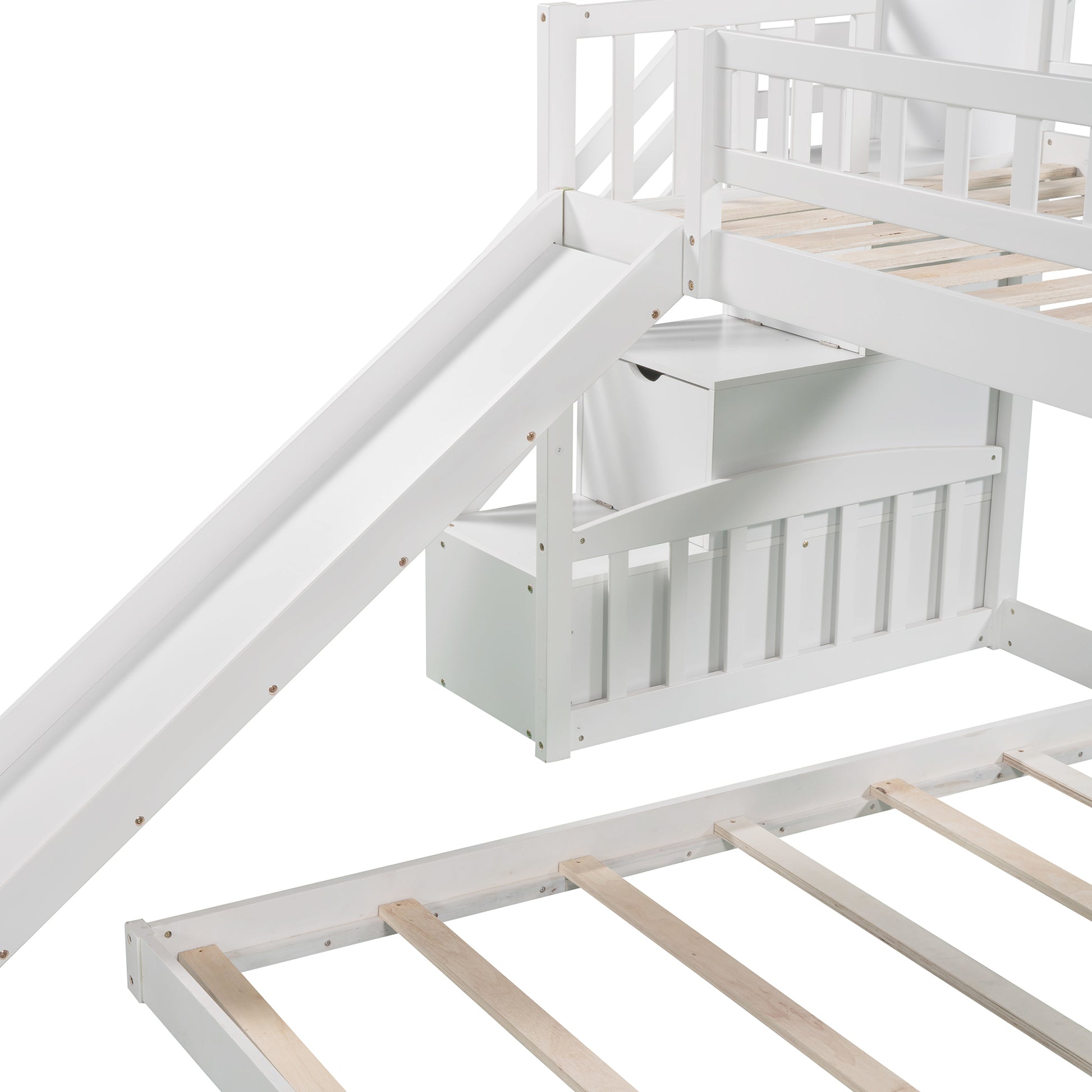 Stairway Twin over Twin Bunk Bed with Two Drawers and Slide, White(OLD SKU:LT100156AAK-1) image 12