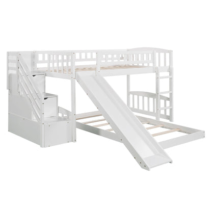 Stairway Twin over Twin Bunk Bed with Two Drawers and Slide, White(OLD SKU:LT100156AAK-1) image 10