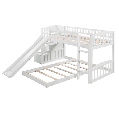 Stairway Twin over Twin Bunk Bed with Two Drawers and Slide, White(OLD SKU:LT100156AAK-1) image 8