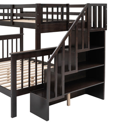 Stairway Twin-Over-Full Bunk Bed with Storage and Guard Rail for Bedroom, Espresso color(OLD SKU:LT000019AAP) image 12