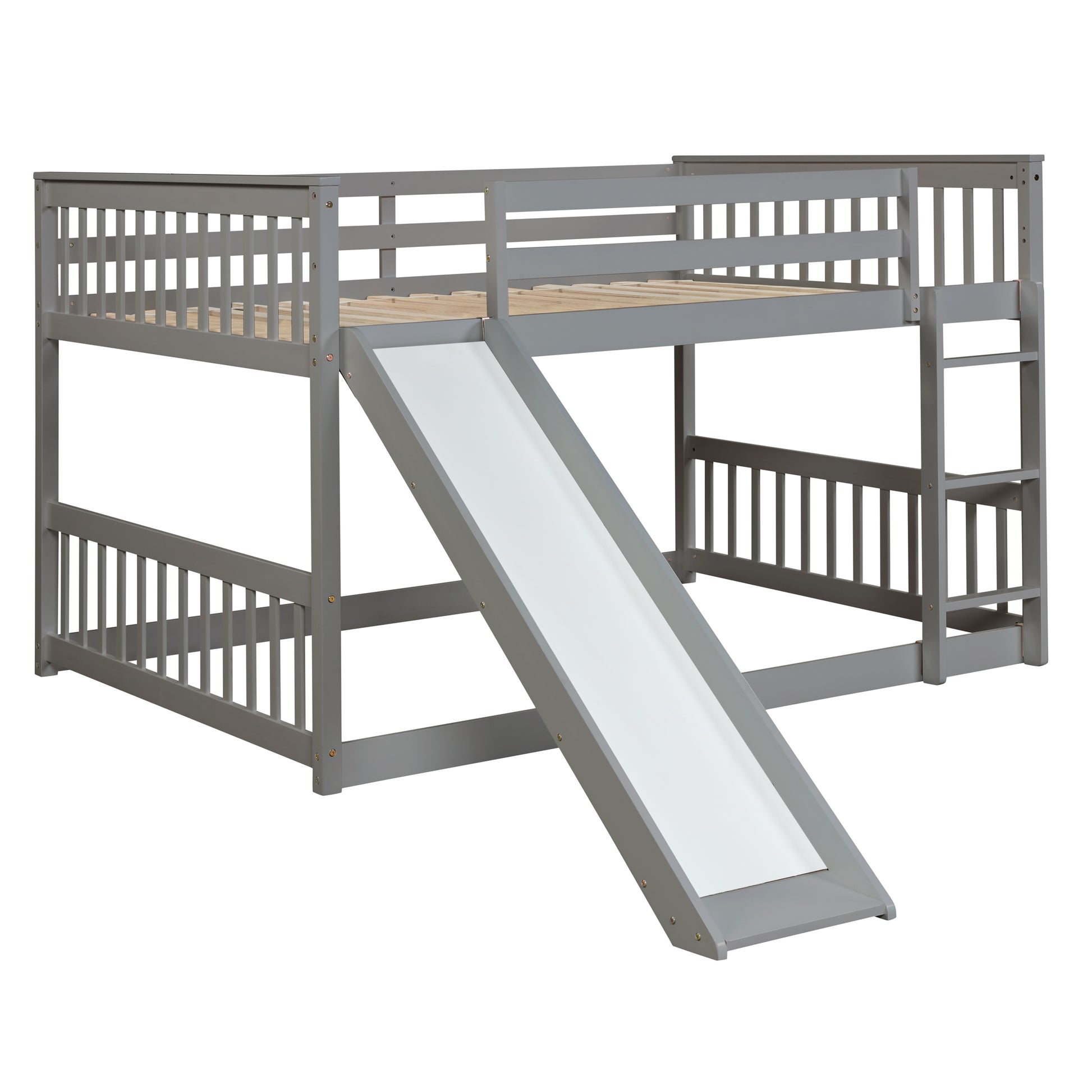 Full over Full Bunk Bed with Slide and Ladder in Grey Color image 9