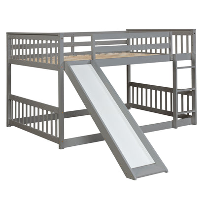 Full over Full Bunk Bed with Slide and Ladder in Grey Color image 9
