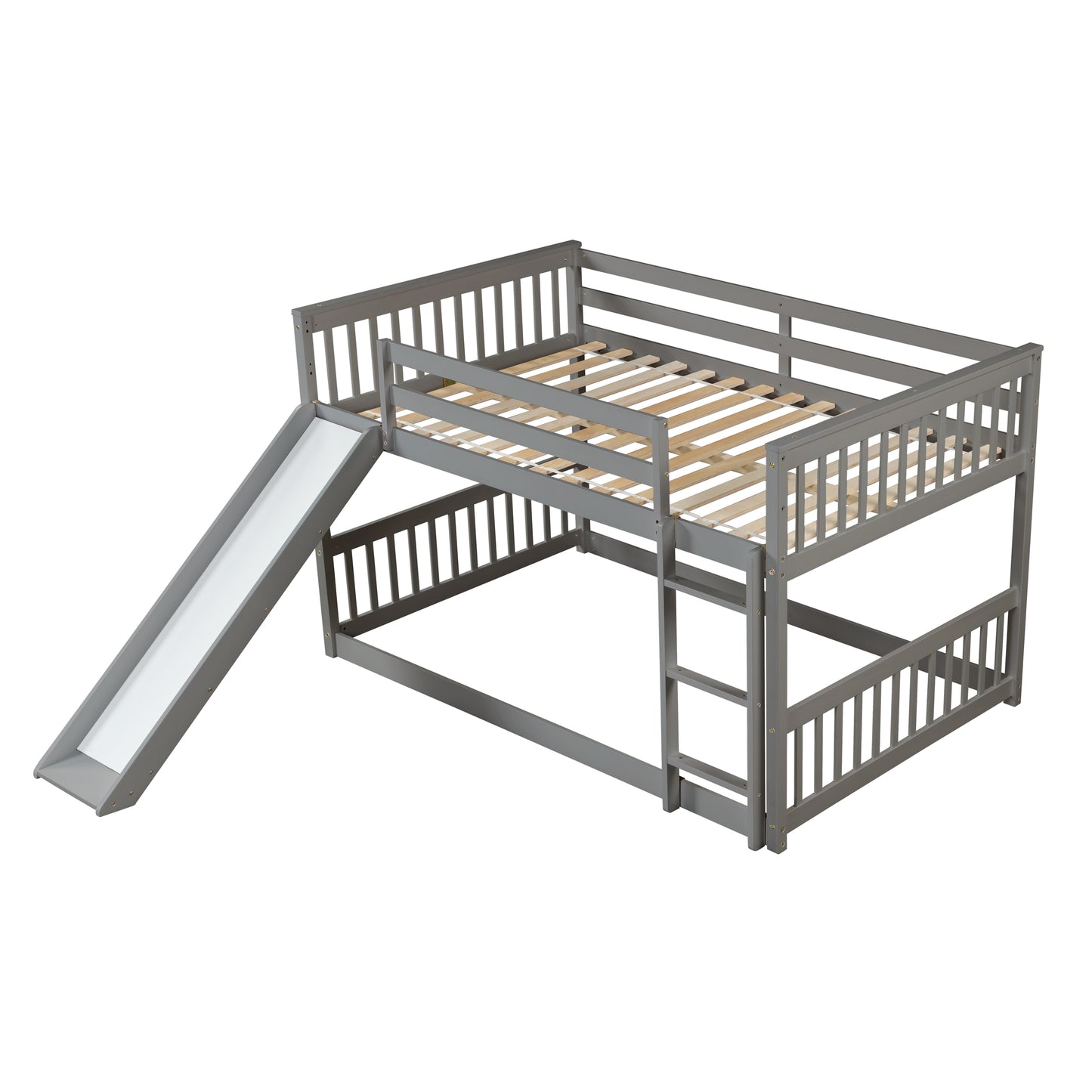 Full over Full Bunk Bed with Slide and Ladder in Grey Color image 7