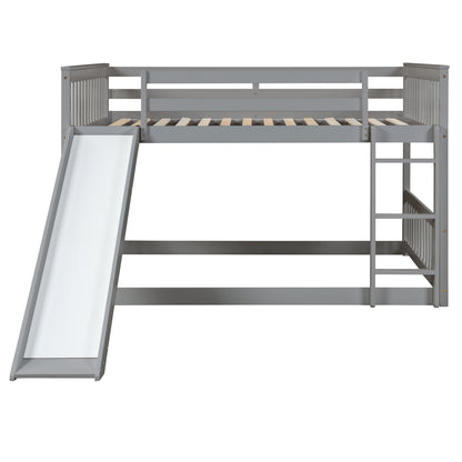 Full over Full Bunk Bed with Slide and Ladder in Grey Color image 10