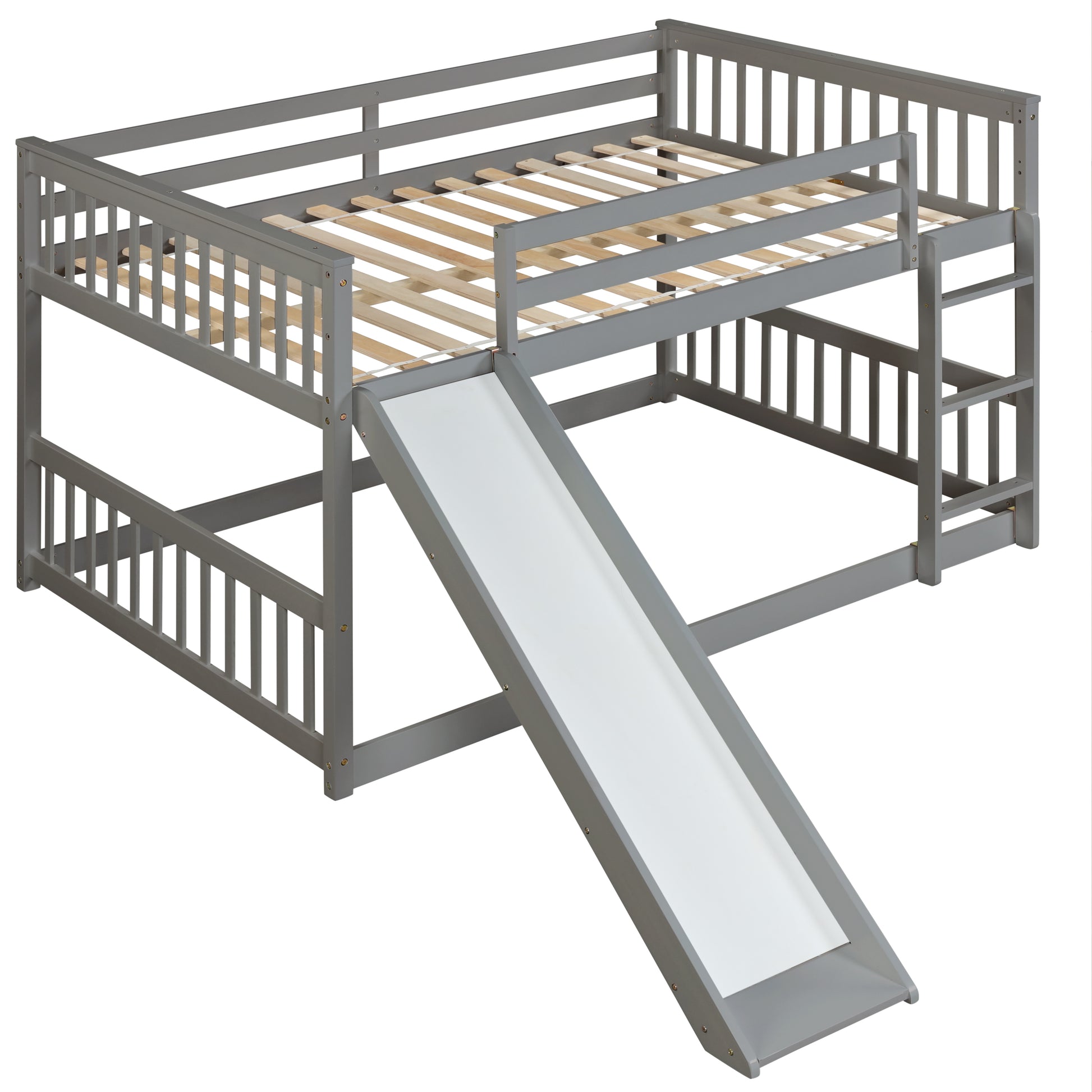 Full over Full Bunk Bed with Slide and Ladder in Grey Color image 8