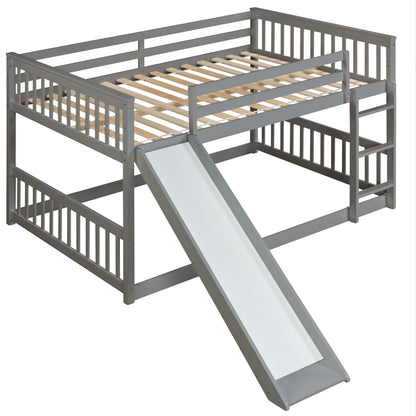 Full over Full Bunk Bed with Slide and Ladder in Grey Color image 8