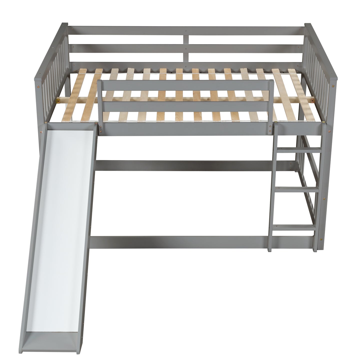 Full over Full Bunk Bed with Slide and Ladder in Grey Color image 11
