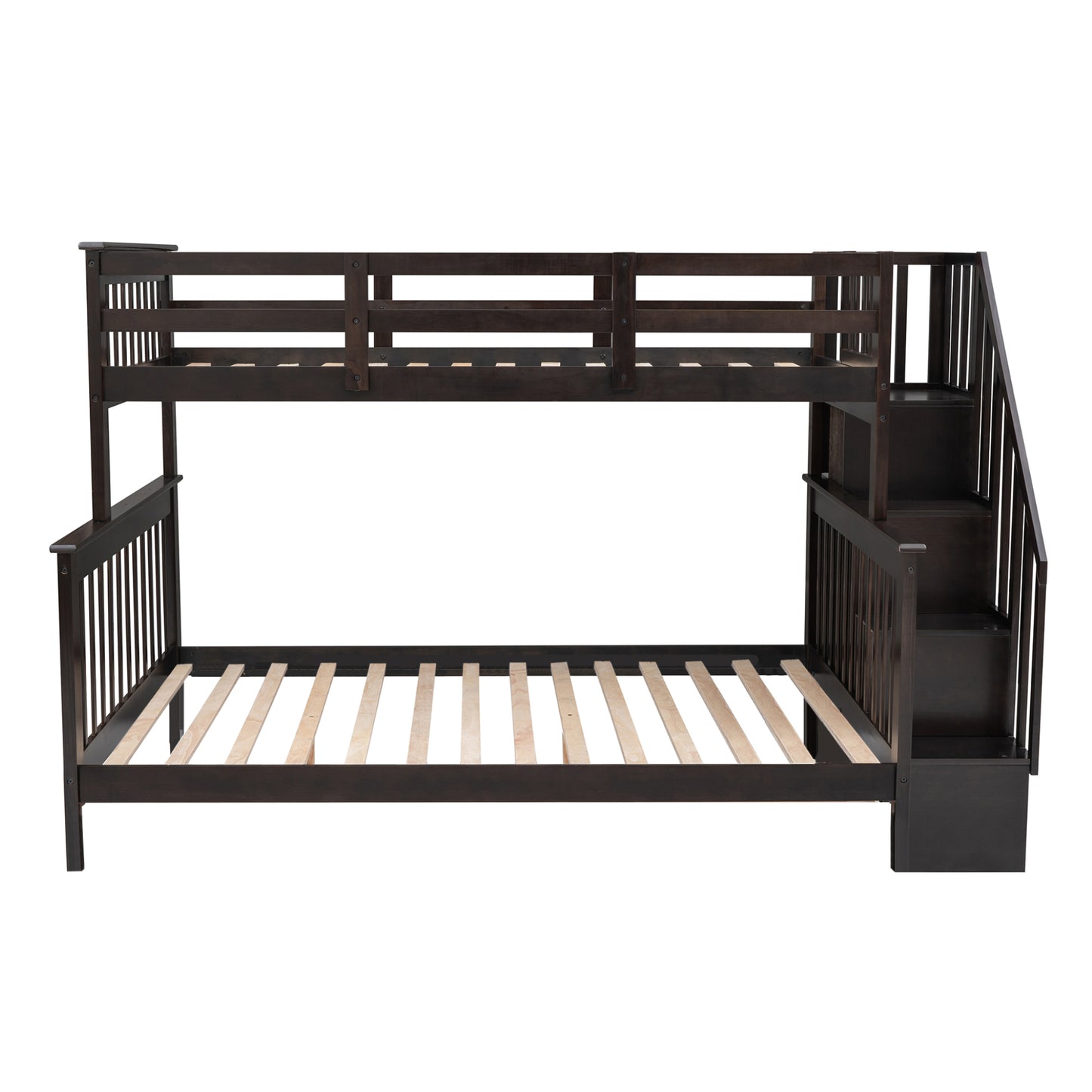 Stairway Twin-Over-Full Bunk Bed with Storage and Guard Rail for Bedroom, Espresso color(OLD SKU:LT000019AAP) image 4