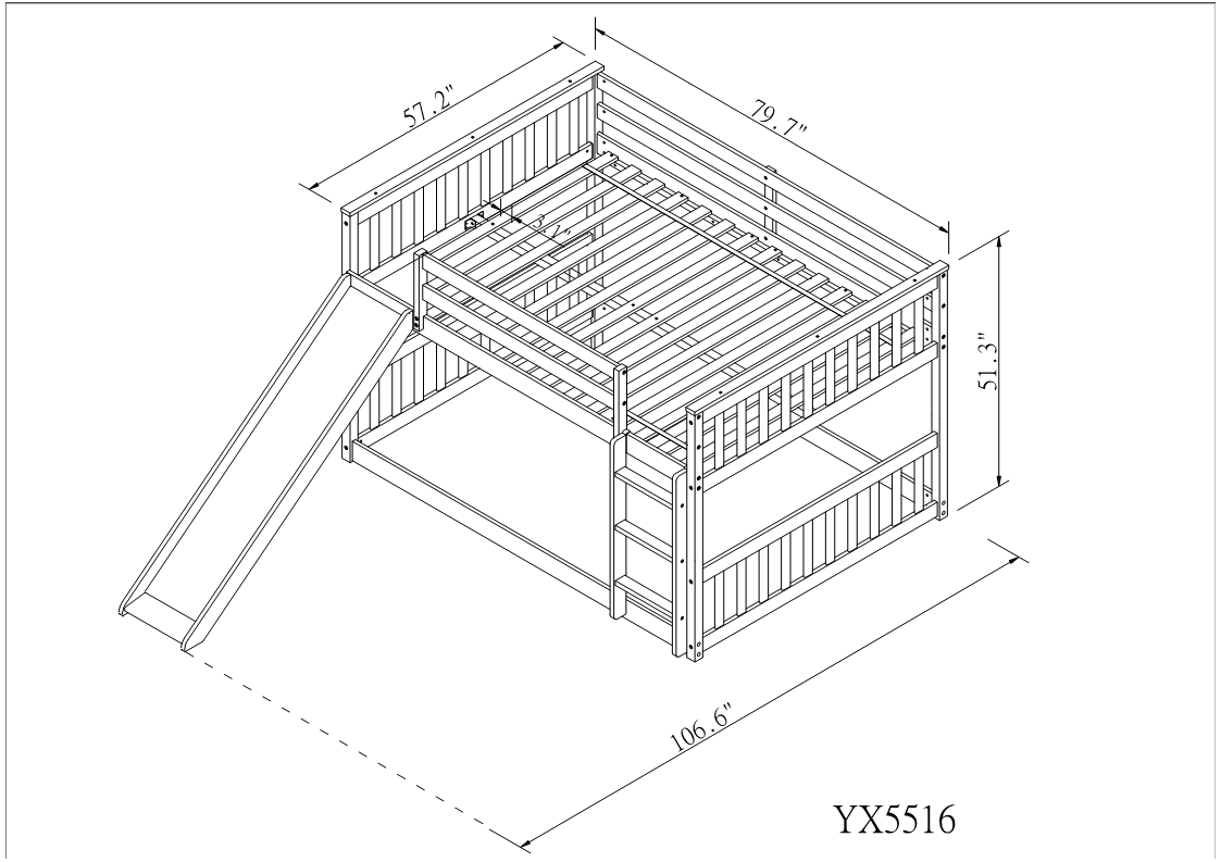 Full over Full Bunk Bed with Slide and Ladder in Grey Color image 12