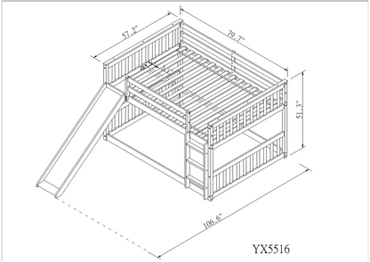 Full over Full Bunk Bed with Slide and Ladder in Grey Color image 12