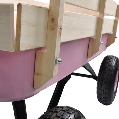 Outdoor Wagon All Terrain Pulling w/Wood Railing Air Tires Garden Cart image 12