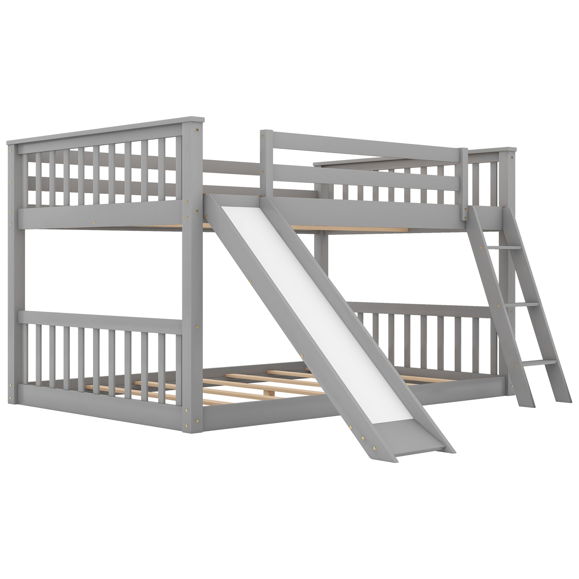 Full over Full Bunk Bed with Convertible Slide and Ladder, Gray(Old SKU: GX000708AAE) image 12