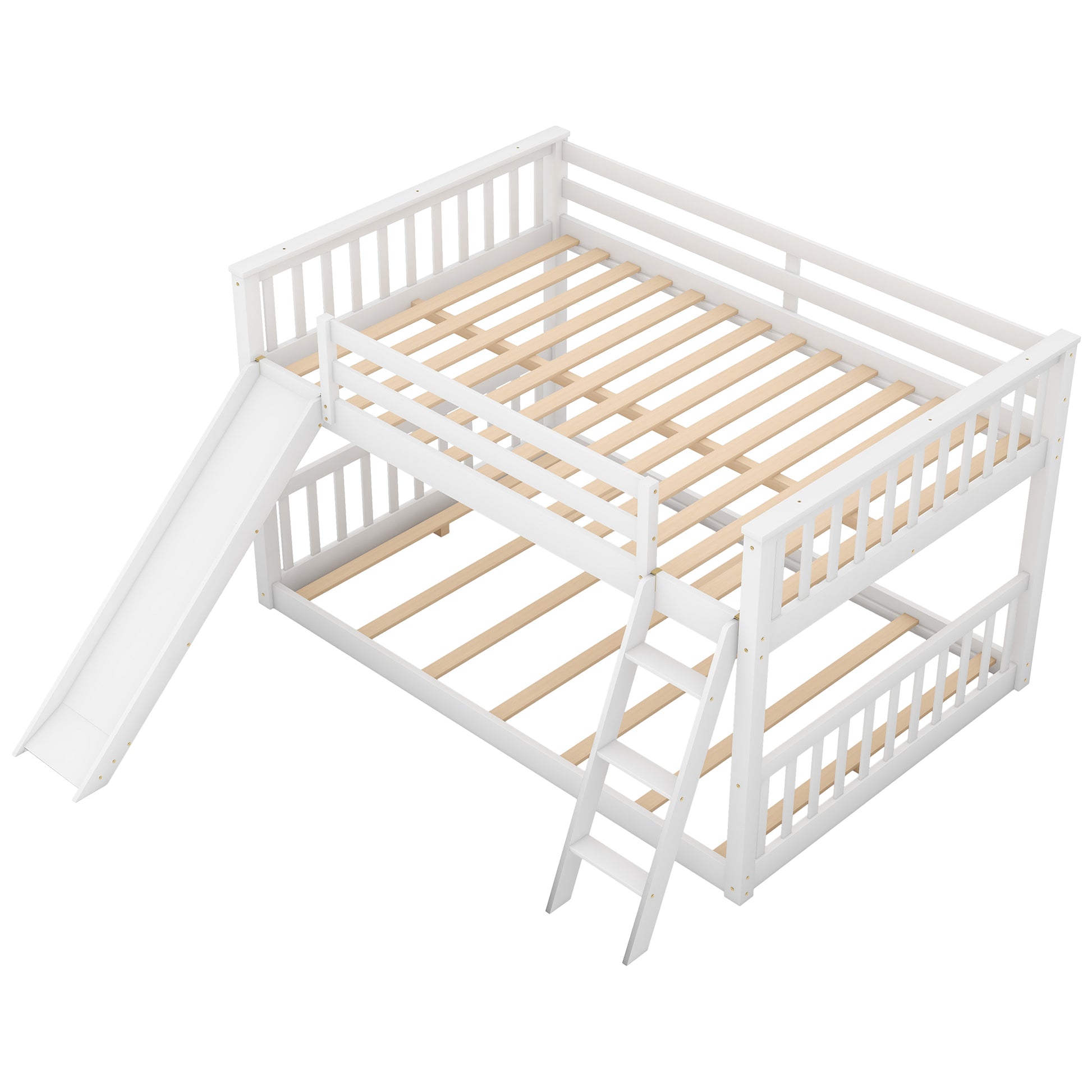 Full over Full Bunk Bed with Convertible Slide and Ladder, White(Old SKU: GX000708AAK) image 6