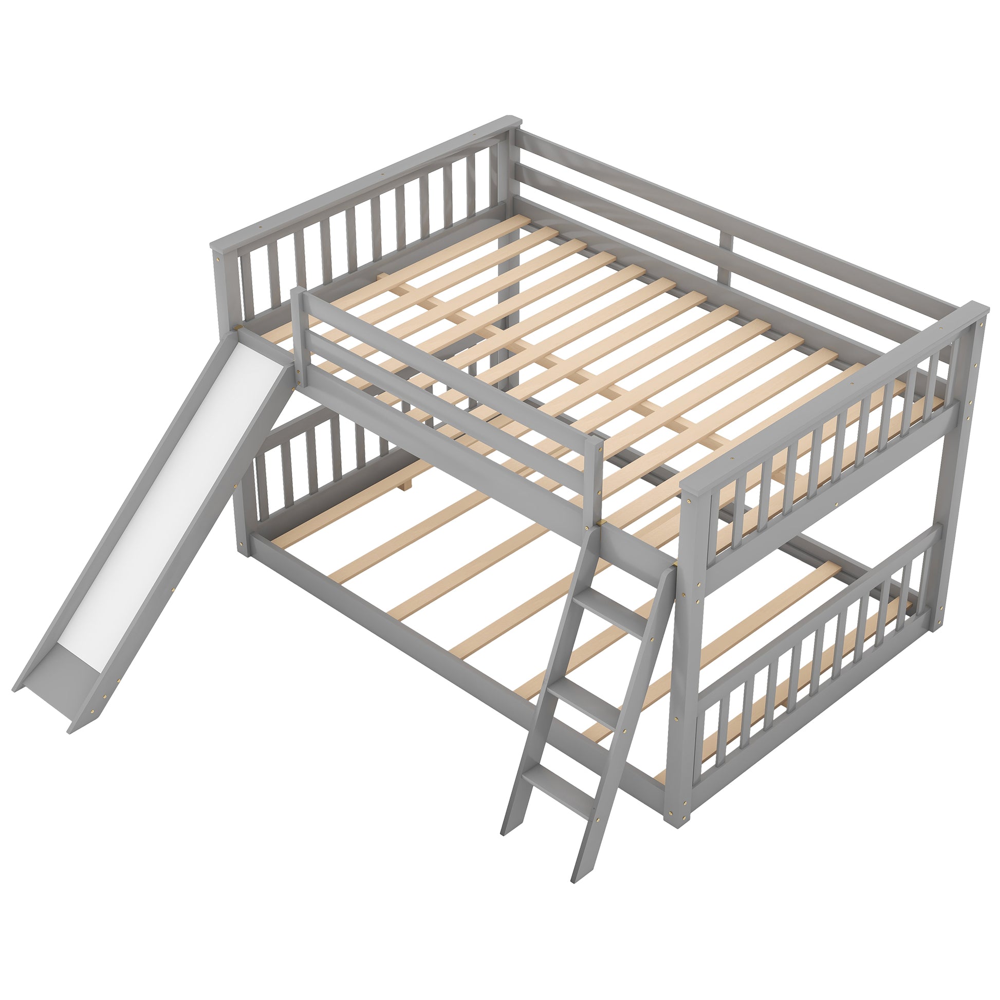 Full over Full Bunk Bed with Convertible Slide and Ladder, Gray(Old SKU: GX000708AAE) image 10