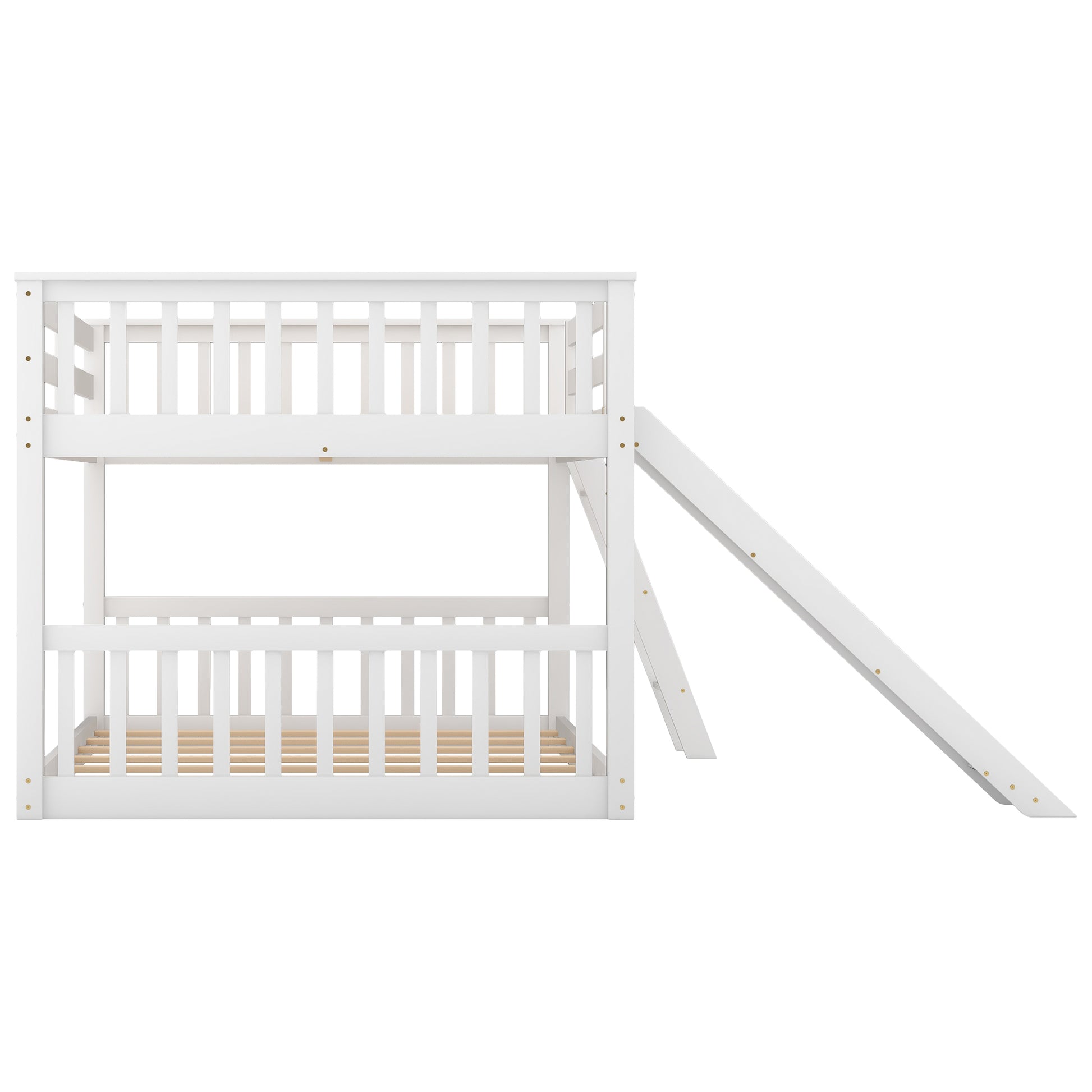 Full over Full Bunk Bed with Convertible Slide and Ladder, White(Old SKU: GX000708AAK) image 7