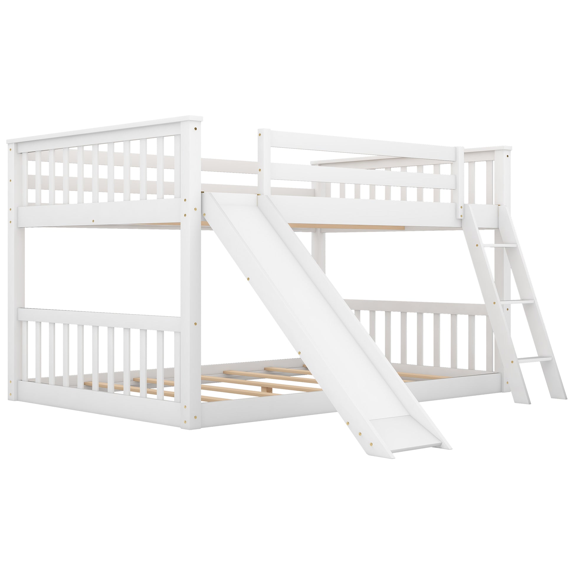 Full over Full Bunk Bed with Convertible Slide and Ladder, White(Old SKU: GX000708AAK) image 10