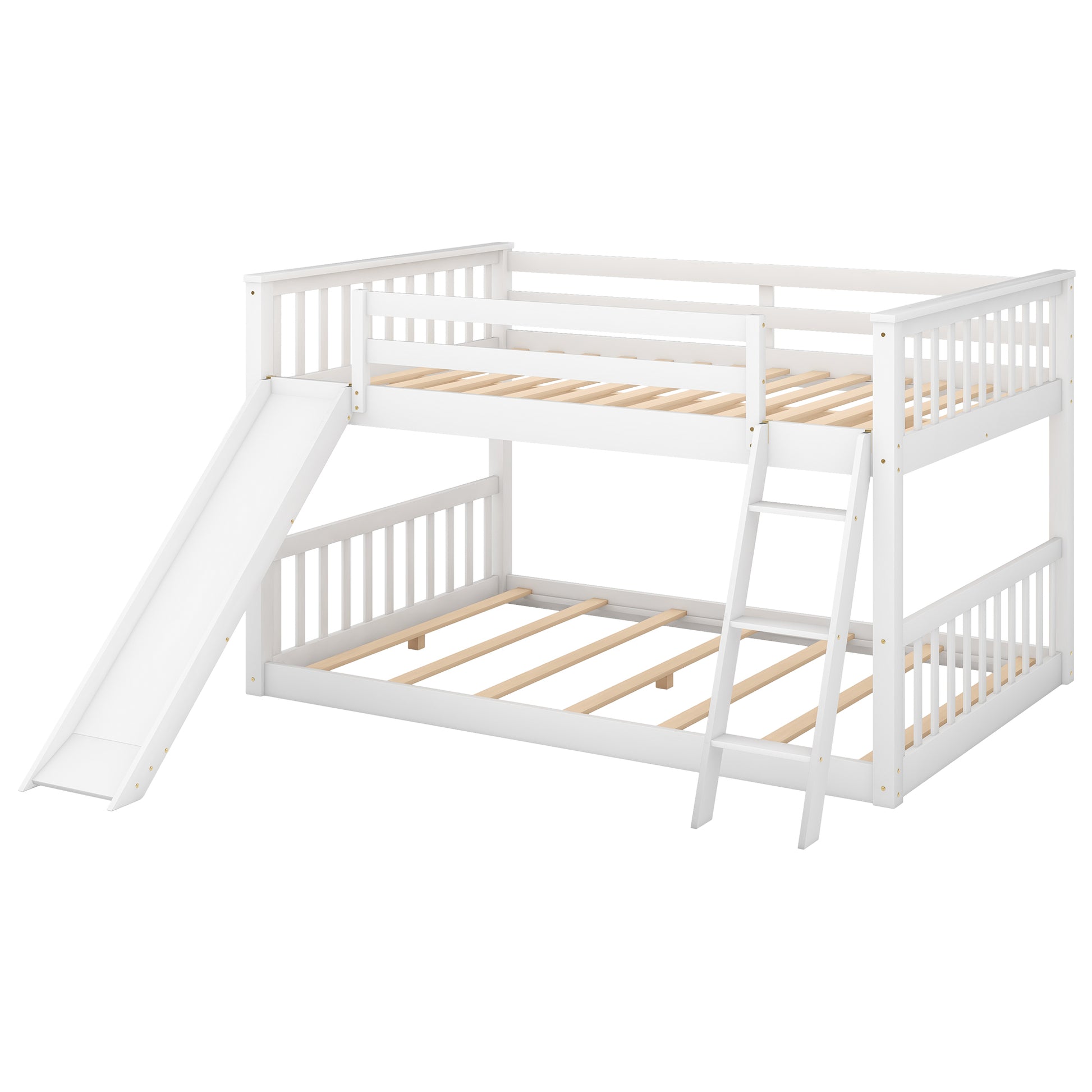Full over Full Bunk Bed with Convertible Slide and Ladder, White(Old SKU: GX000708AAK) image 11