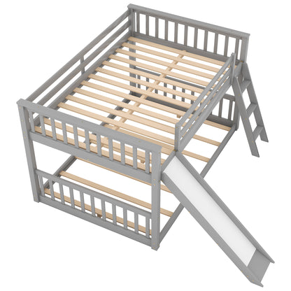 Full over Full Bunk Bed with Convertible Slide and Ladder, Gray(Old SKU: GX000708AAE) image 9