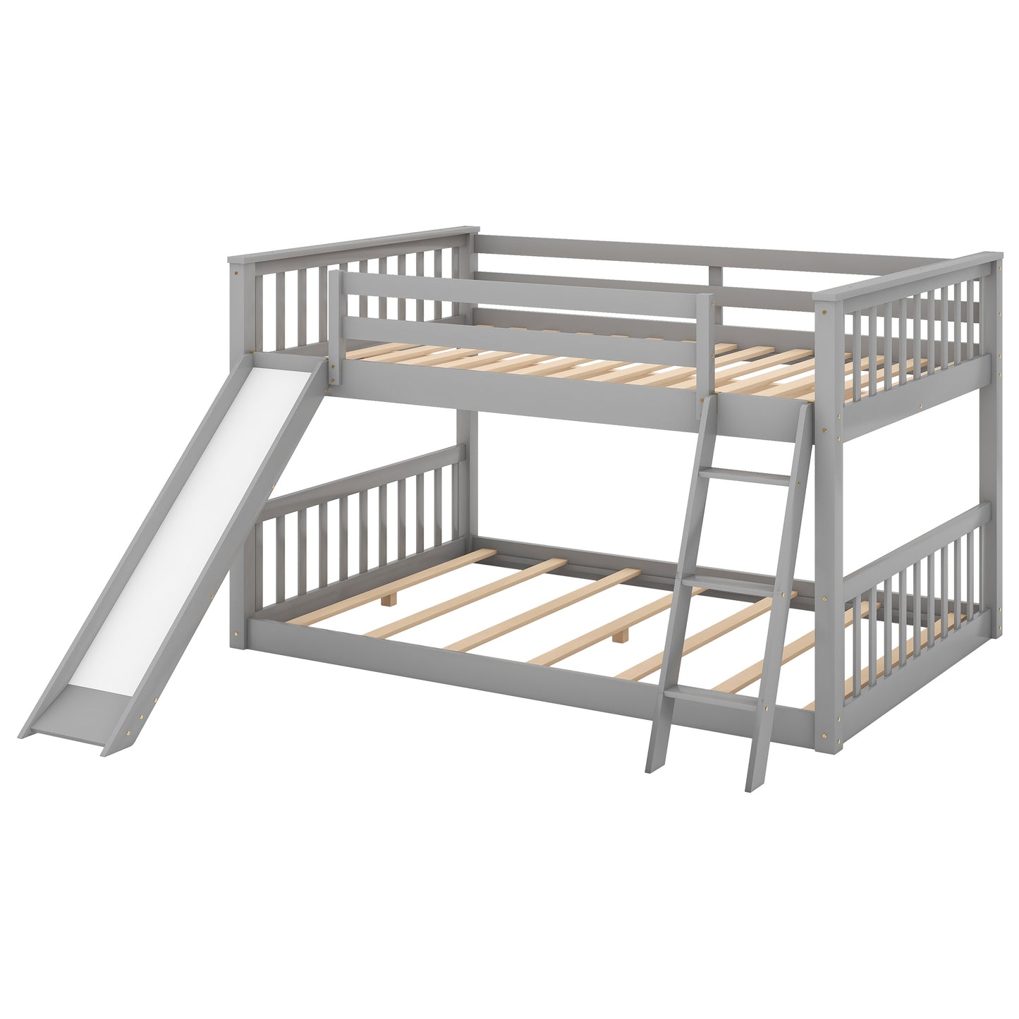 Full over Full Bunk Bed with Convertible Slide and Ladder, Gray(Old SKU: GX000708AAE) image 11