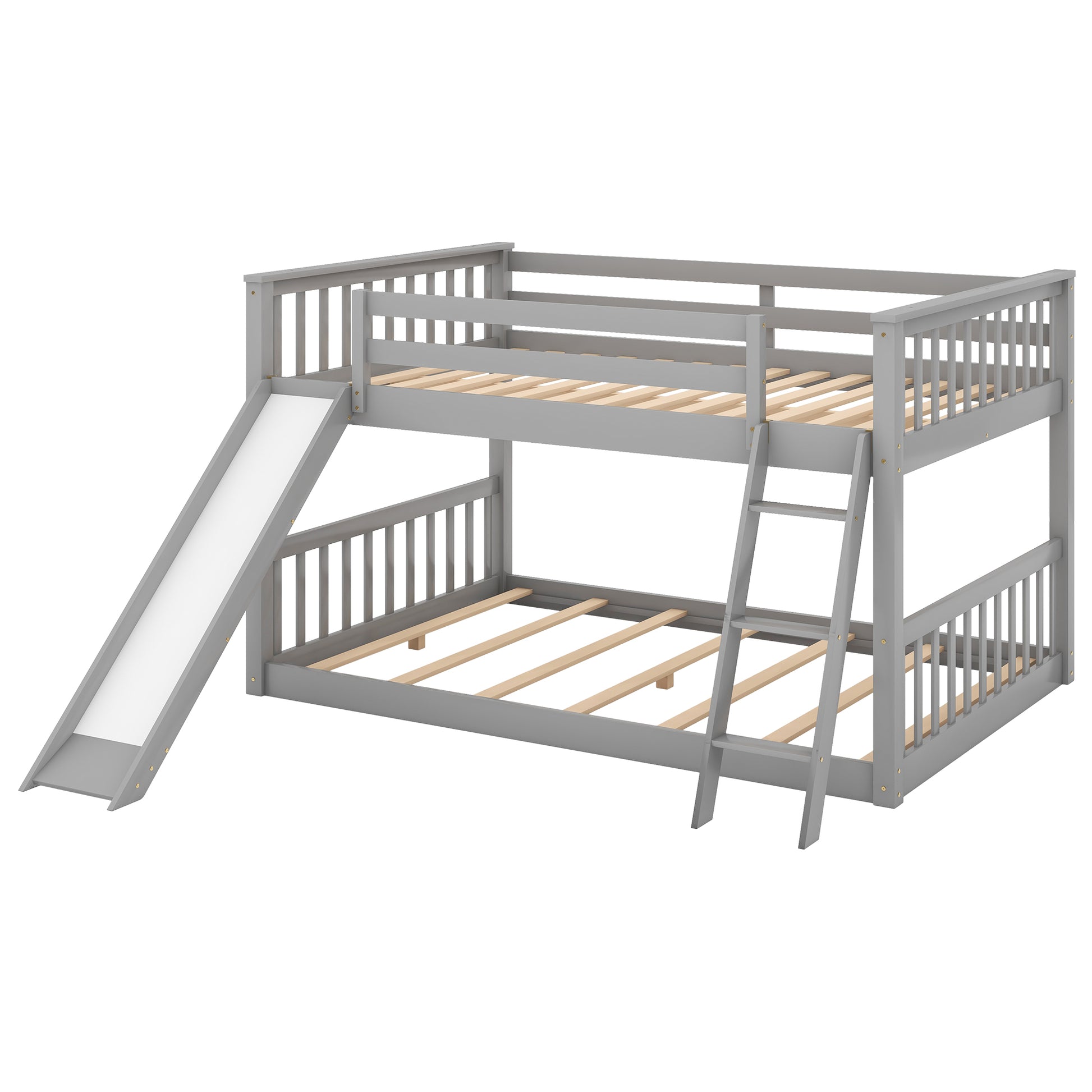Full over Full Bunk Bed with Convertible Slide and Ladder, Gray(Old SKU: GX000708AAE) image 11