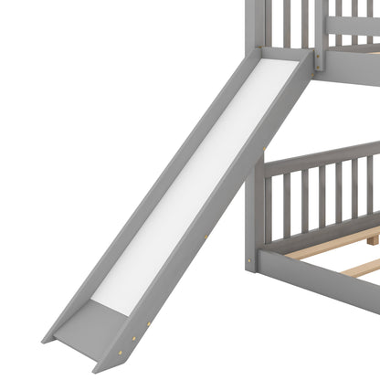 Full over Full Bunk Bed with Convertible Slide and Ladder, Gray(Old SKU: GX000708AAE) image 8