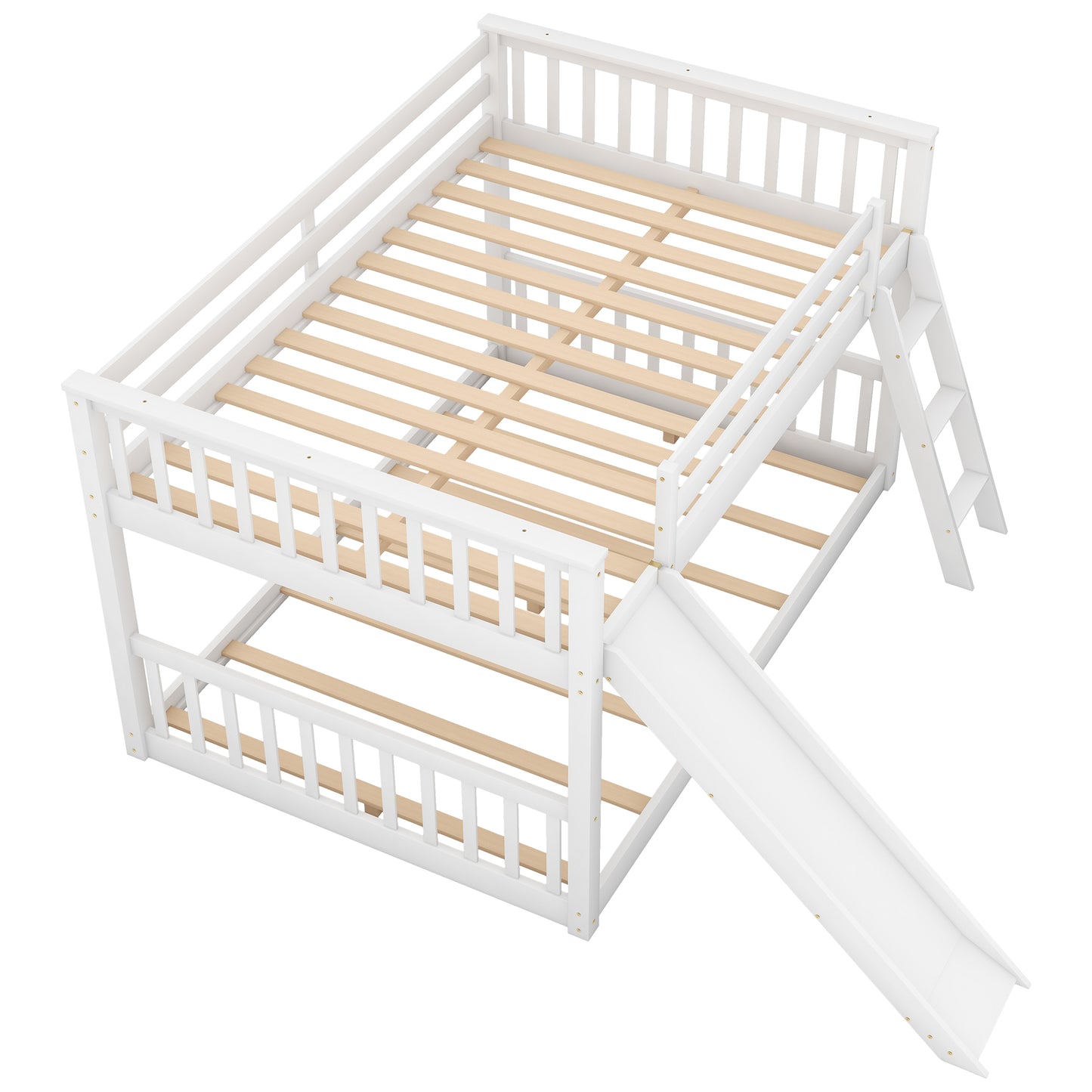 Full over Full Bunk Bed with Convertible Slide and Ladder, White(Old SKU: GX000708AAK) image 8