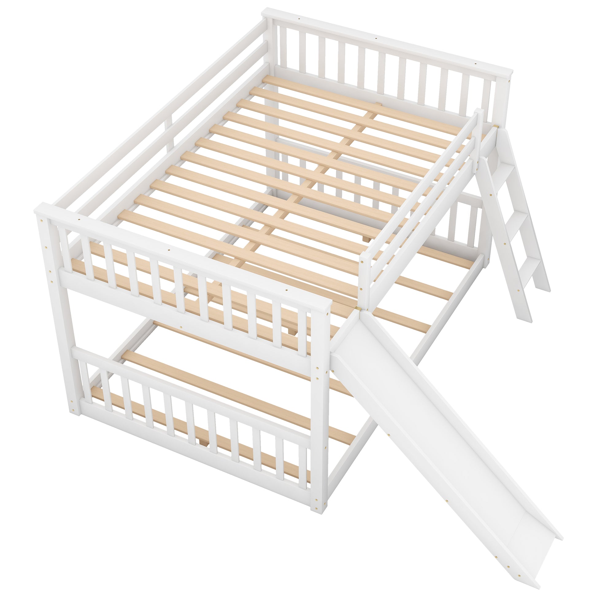 Full over Full Bunk Bed with Convertible Slide and Ladder, White(Old SKU: GX000708AAK) image 8
