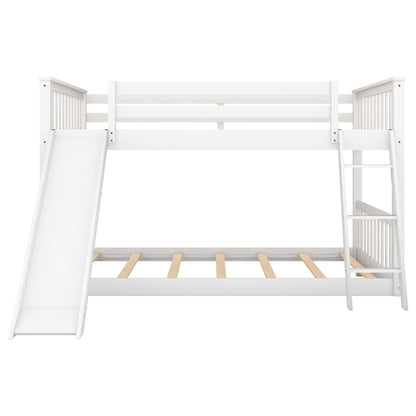 Full over Full Bunk Bed with Convertible Slide and Ladder, White(Old SKU: GX000708AAK) image 12