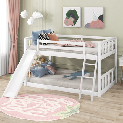 Full over Full Bunk Bed with Convertible Slide and Ladder, White(Old SKU: GX000708AAK) image 1
