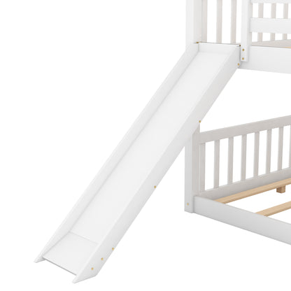Full over Full Bunk Bed with Convertible Slide and Ladder, White(Old SKU: GX000708AAK) image 9