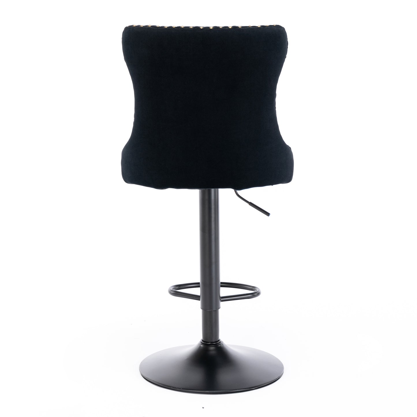 A&A Furniture,Swivel Velvet Barstools Adjusatble Seat Height from 25-33 Inch,17.7 inch base, Modern Upholstered Bar Stools with Backs Comfortable Tufted for Home Pub and Kitchen Island,Black,Set of 2 image 7