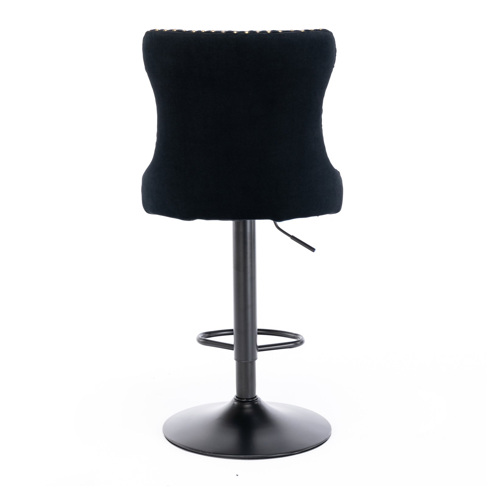 A&A Furniture,Swivel Velvet Barstools Adjusatble Seat Height from 25-33 Inch,17.7 inch base, Modern Upholstered Bar Stools with Backs Comfortable Tufted for Home Pub and Kitchen Island,Black,Set of 2 image 7