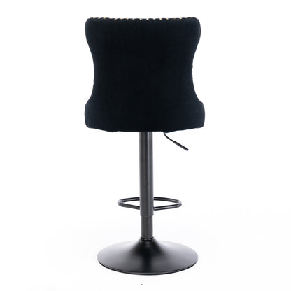 A&A Furniture,Swivel Velvet Barstools Adjusatble Seat Height from 25-33 Inch,17.7 inch base, Modern Upholstered Bar Stools with Backs Comfortable Tufted for Home Pub and Kitchen Island,Black,Set of 2 image 7
