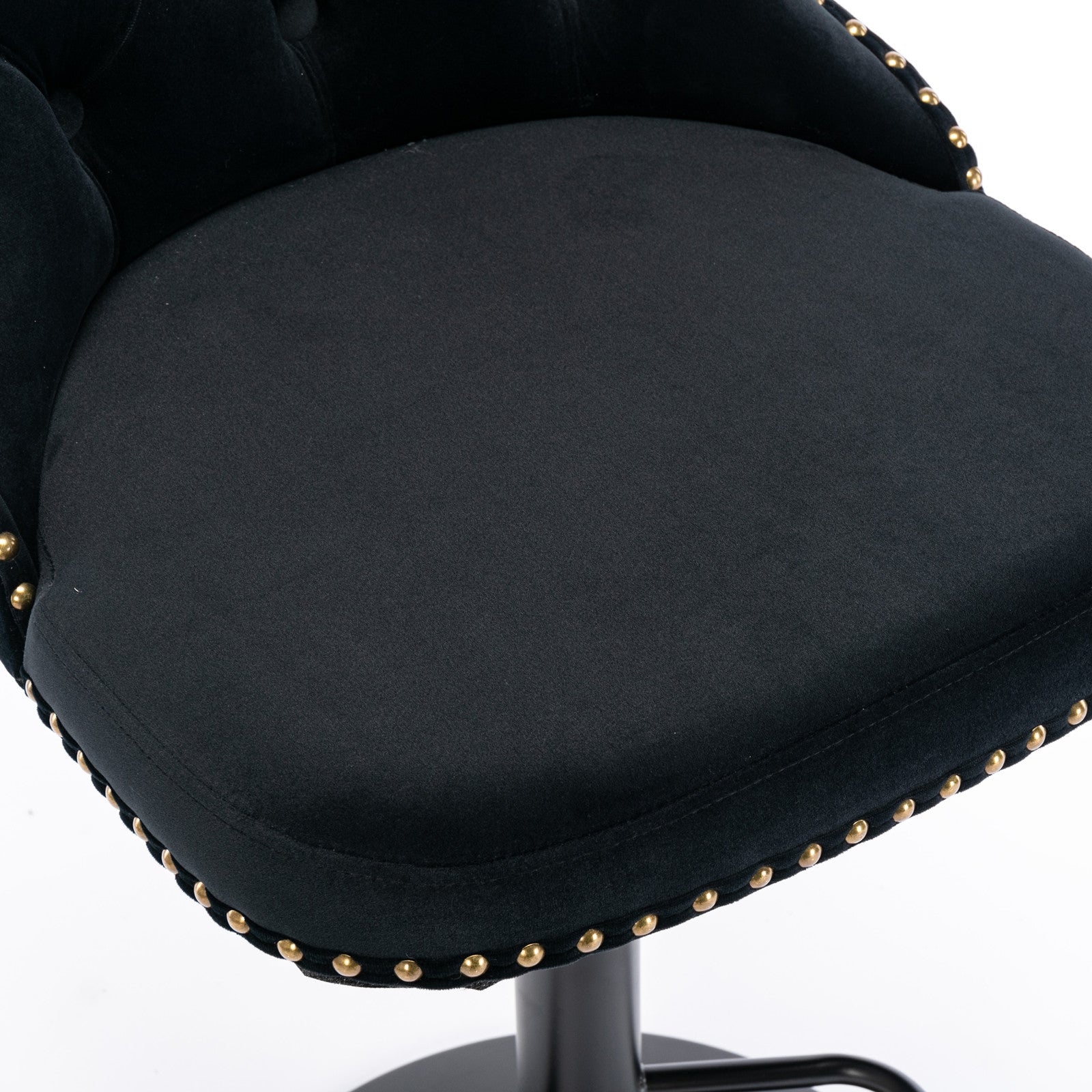 A&A Furniture,Swivel Velvet Barstools Adjusatble Seat Height from 25-33 Inch,17.7 inch base, Modern Upholstered Bar Stools with Backs Comfortable Tufted for Home Pub and Kitchen Island,Black,Set of 2 image 11